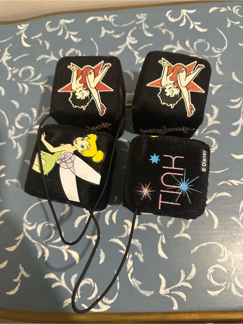 Disney Black Tinker Bell and Betty Boop Car Dice